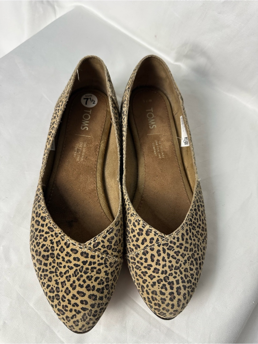 TOMS Leopard Print Pointed Toe Flats - Tan and Black 7.5